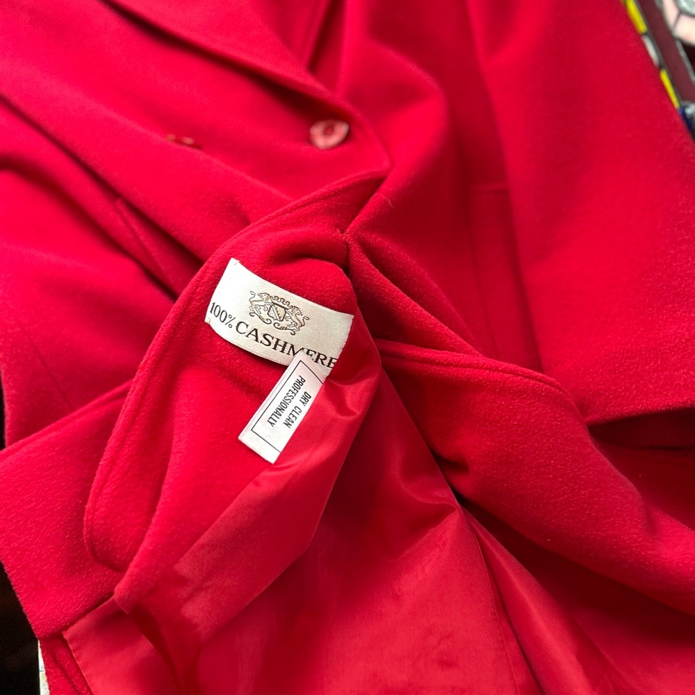 Vintage Red 100% Cashmere Long Coat Old Money Quiet Luxe Chic - Picture 4 of 7